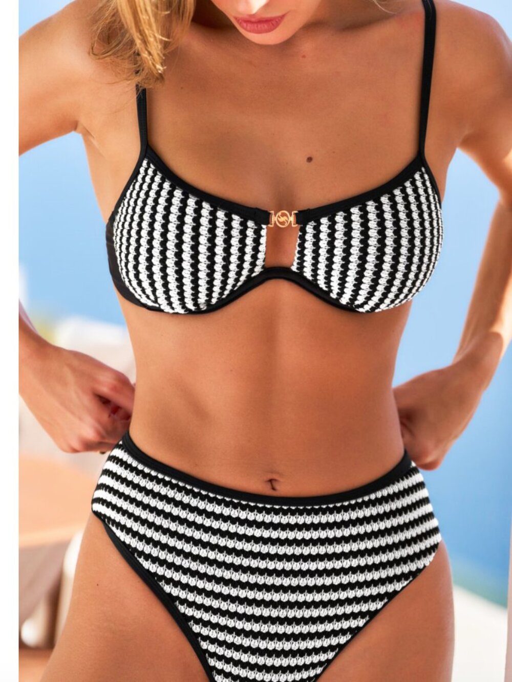 Aspirational Striped Bikini Set - Small top with Medium bottom